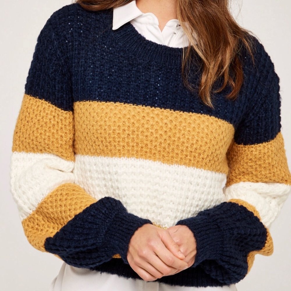 Apricot Large Stripes Chunky Knit